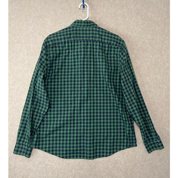 Lacoste Mens 44 Large Modern Fit Green & Navy Gingham Plaid Button Up L/S Shirt - Picture 2 of 11